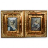 PAIR OF PAINTED FRAMED PORTRAI