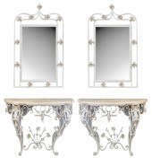 PAIR OF PAINTED IRON CONSOLES