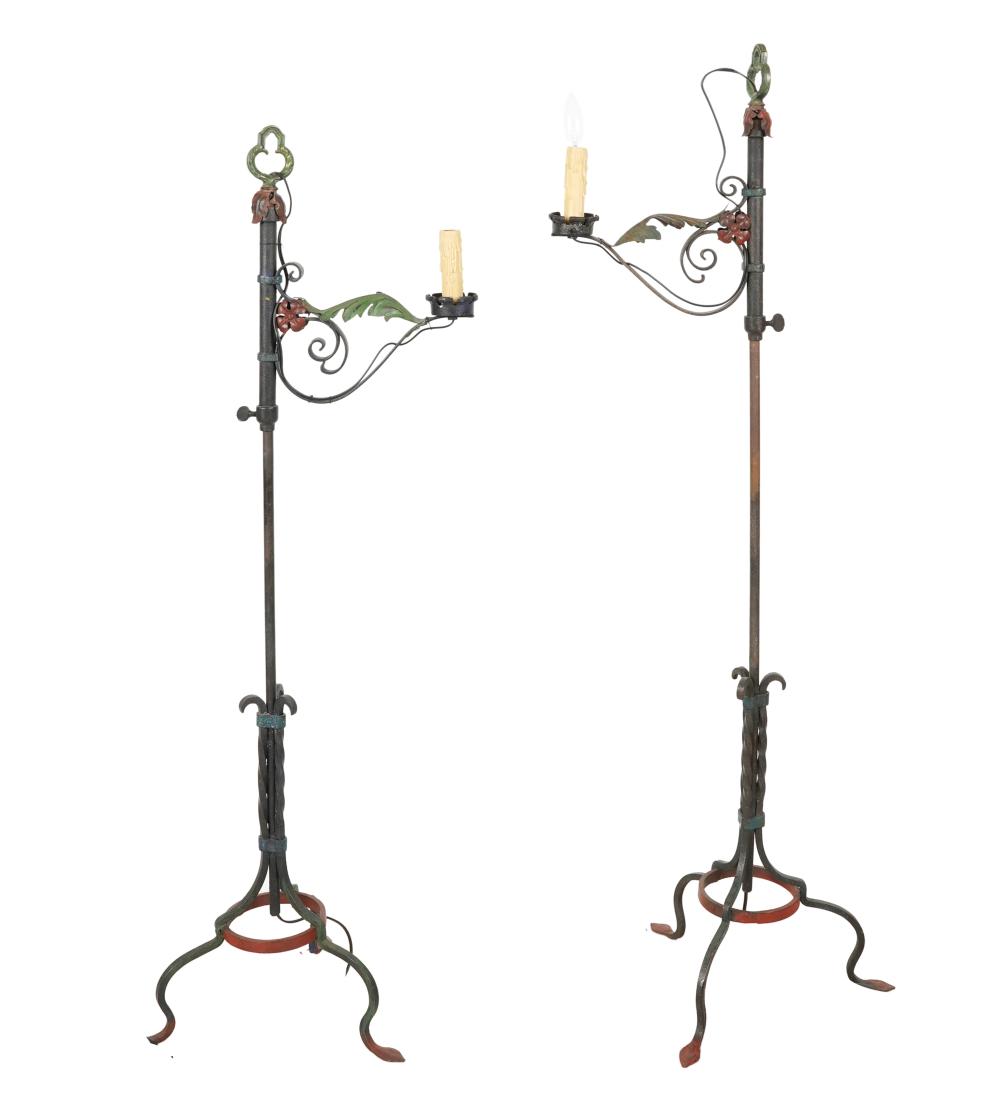 PAIR OF PAINTED IRON FLOOR
