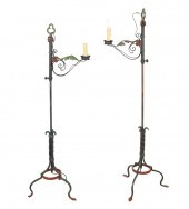 PAIR OF PAINTED IRON FLOOR LAM