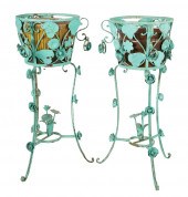 PAIR OF PAINTED IRON PLANTERSe