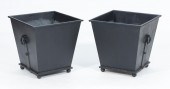 PAIR OF PAINTED METAL GARDEN P