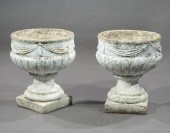 PAIR OF PAINTED MOLDED STONE G