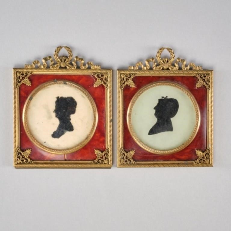 PAIR OF PAINTED ON GLASS