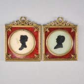 PAIR OF PAINTED ON GLASS SILHO