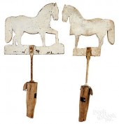 PAIR OF PAINTED PINE HORSE WEA
