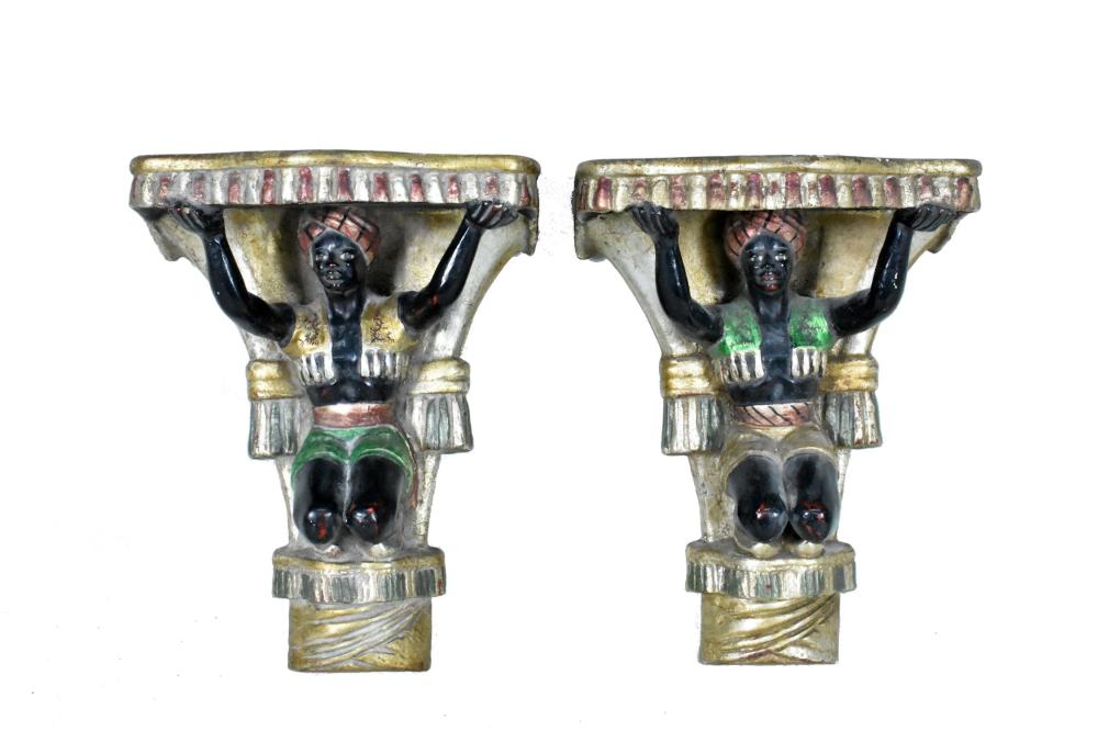 PAIR OF PAINTED PLASTER