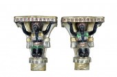 PAIR OF PAINTED PLASTER BLACKA