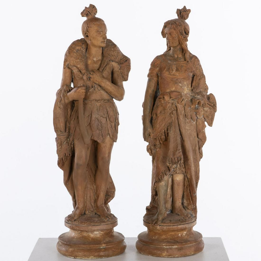 PAIR OF PAINTED PLASTER FIGURESPair