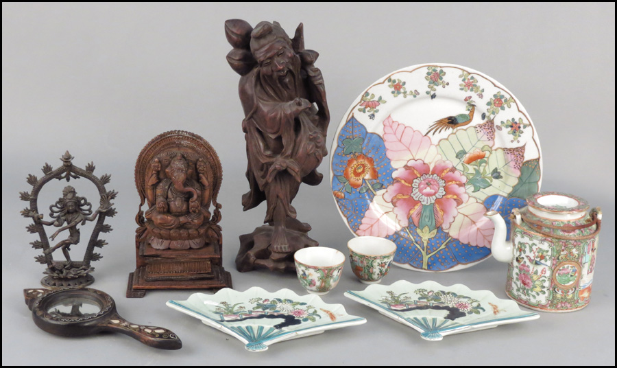 PAIR OF PAINTED PORCELAIN FAN