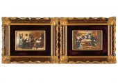 PAIR OF PAINTED PORCELAIN PLAQ