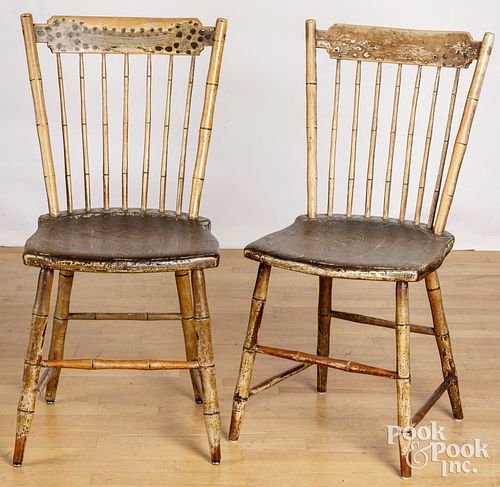 PAIR OF PAINTED RODBACK CHAIRS,