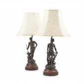 PAIR OF PAINTED SPELTER AND MA
