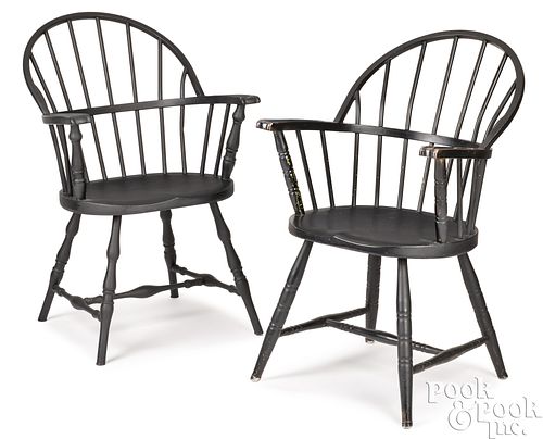 PAIR OF PAINTED STEEL WINDSOR