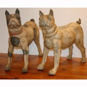 Pair of Painted Terra Cotta Fi