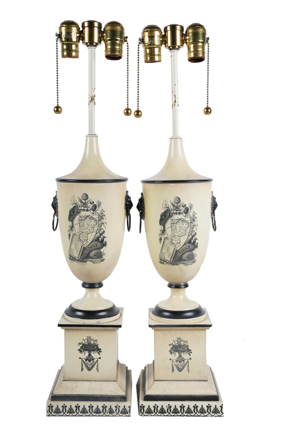 PAIR OF PAINTED TOLE URN FORM TABLE