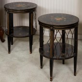 PAIR OF PAINTED WOOD END TABLE