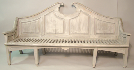 PAIR OF PAINTED WOOD GARDEN BENCHES