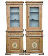 PAIR OF PAINTED WOOD MESH-FRON