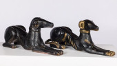 PAIR OF PAINTED WOOD RAMS<br>P