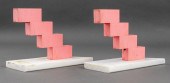 PAIR OF PAINTED WOOD ZIG-ZAG B