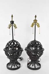PAIR OF PAINTED WROUGHT IRON T