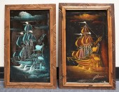 PAIR OF PAINTS ON VELVET OF SH