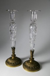 PAIR OF PAIRPOINT CUT CRYSTAL