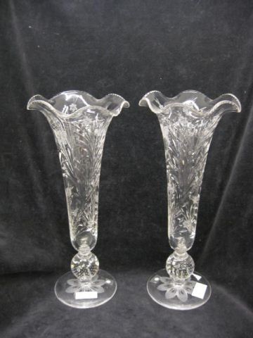 Pair of Pairpoint Cut Glass Vases