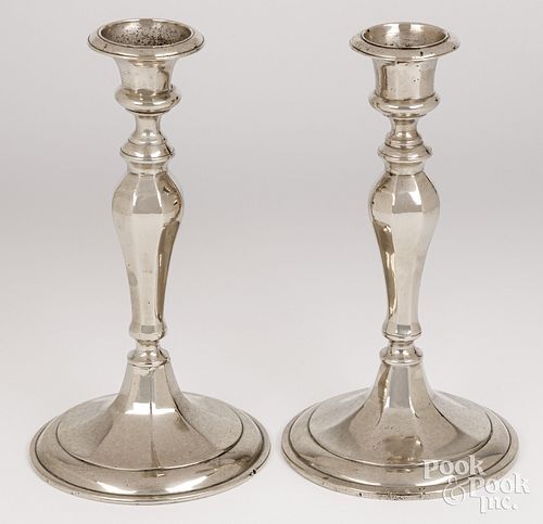 PAIR OF PAKTONG CANDLESTICKS,
