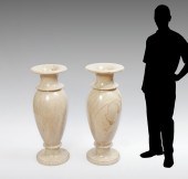 PAIR OF PALATIAL MARBLE URNS: