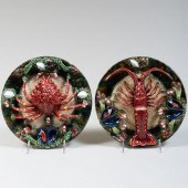 PAIR OF PALISSY STYLE EARTHENW