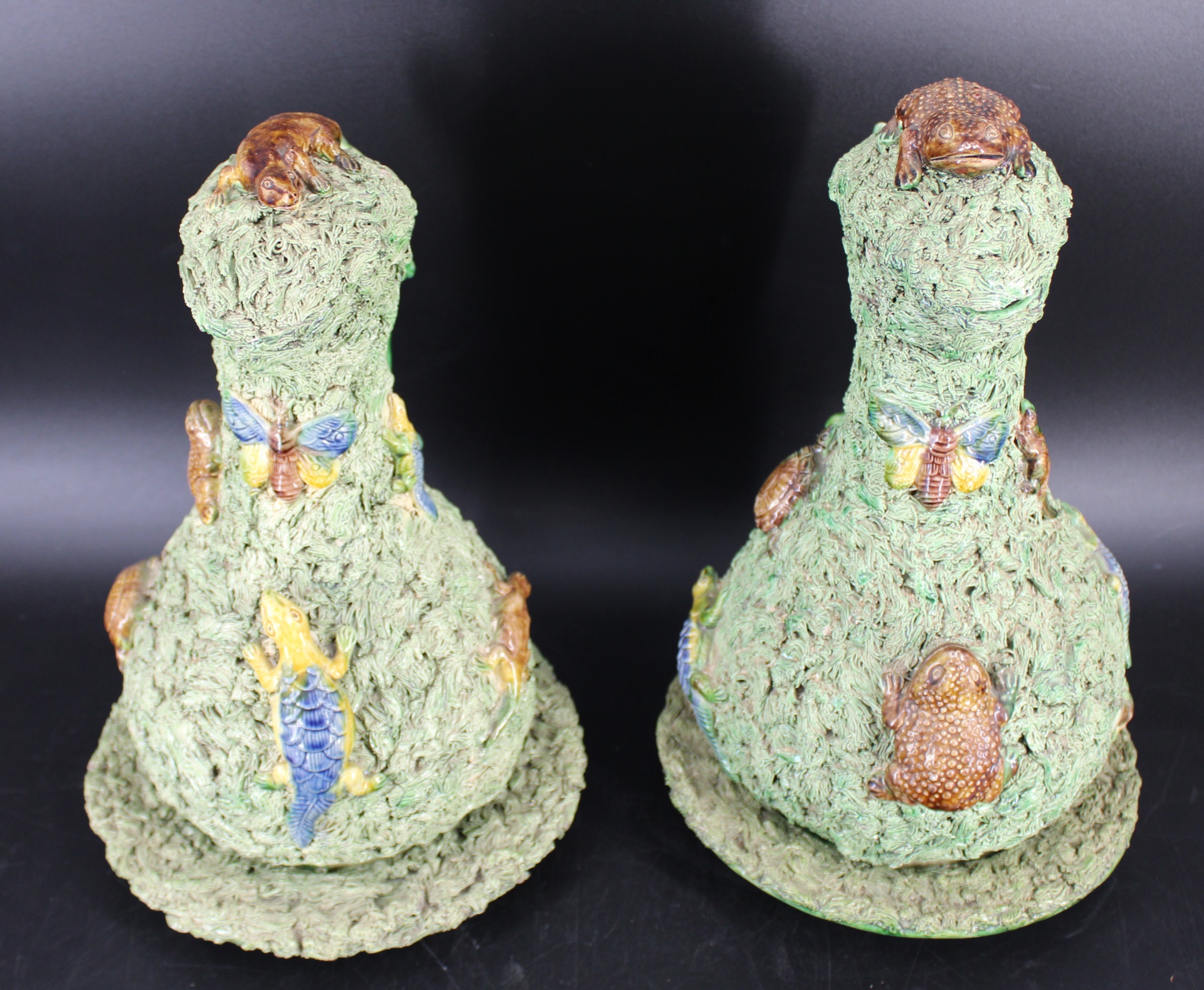 PAIR OF PALISSY STYLE MAJOLICA