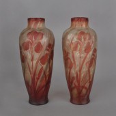 Pair of Pantin cameo glass vas