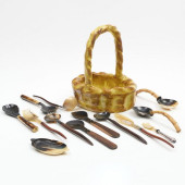 PAIR OF PAPIER MACHE BASKETS A
