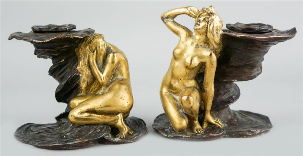 PAIR OF PARCEL-GILT BRONZE
