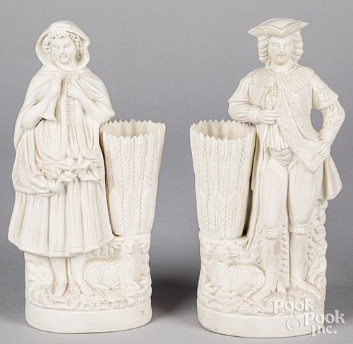 PAIR OF PARIAN BISQUE VASESPair