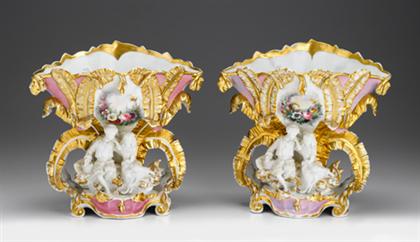 Pair of  Paris porcelain vases   