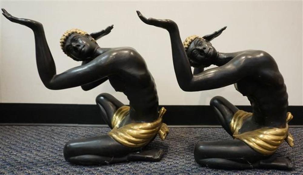 PAIR OF PARTIAL GILT BRONZE FIGURES