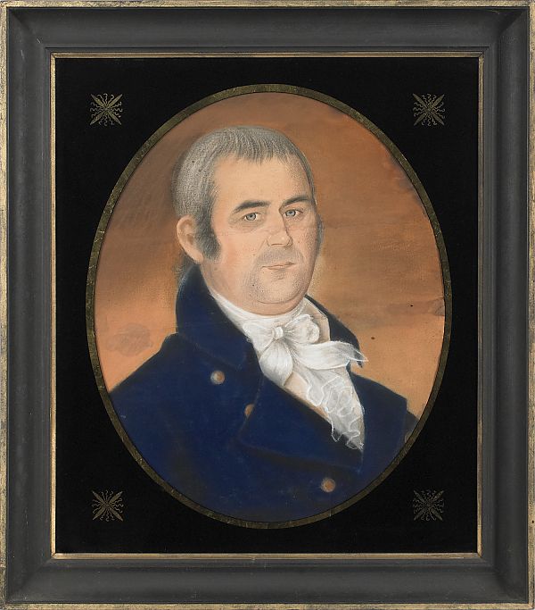 Pair of pastel portraits of a