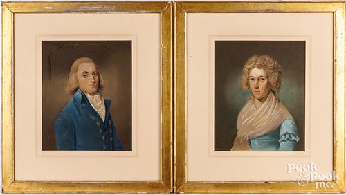 PAIR OF PASTEL PORTRAITS OF A
