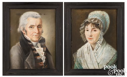 PAIR OF PASTEL PORTRAITS OF A