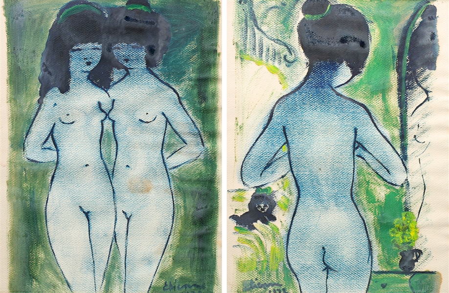 Pair of Pastels, attributed, female