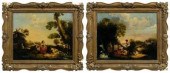 Pair of pastoral scenes, oil o