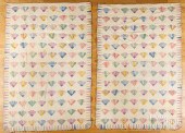 PAIR OF PATCHWORK FAN QUILTS,