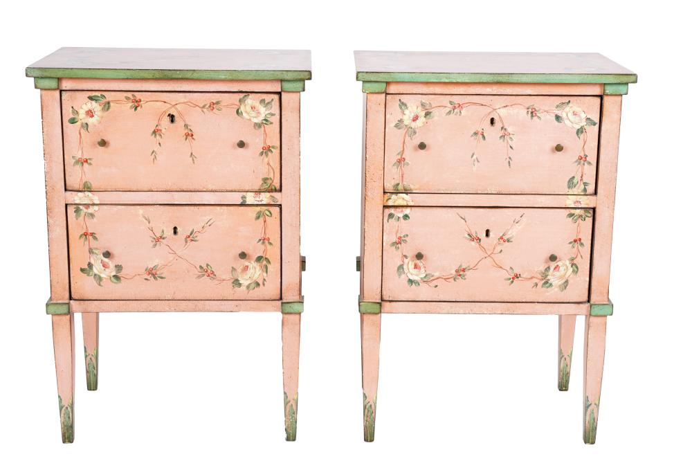 PAIR OF PATINA ITALIAN PINK-PAINTED