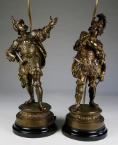 PAIR OF PATINA WHITE METAL FIG