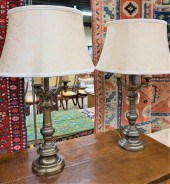 PAIR OF PATINATED BRASS TABLE