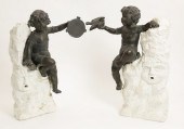 PAIR OF PATINATED BRONZE AND C