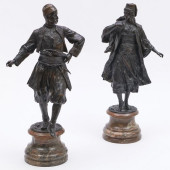 PAIR OF PATINATED-BRONZE BALKA